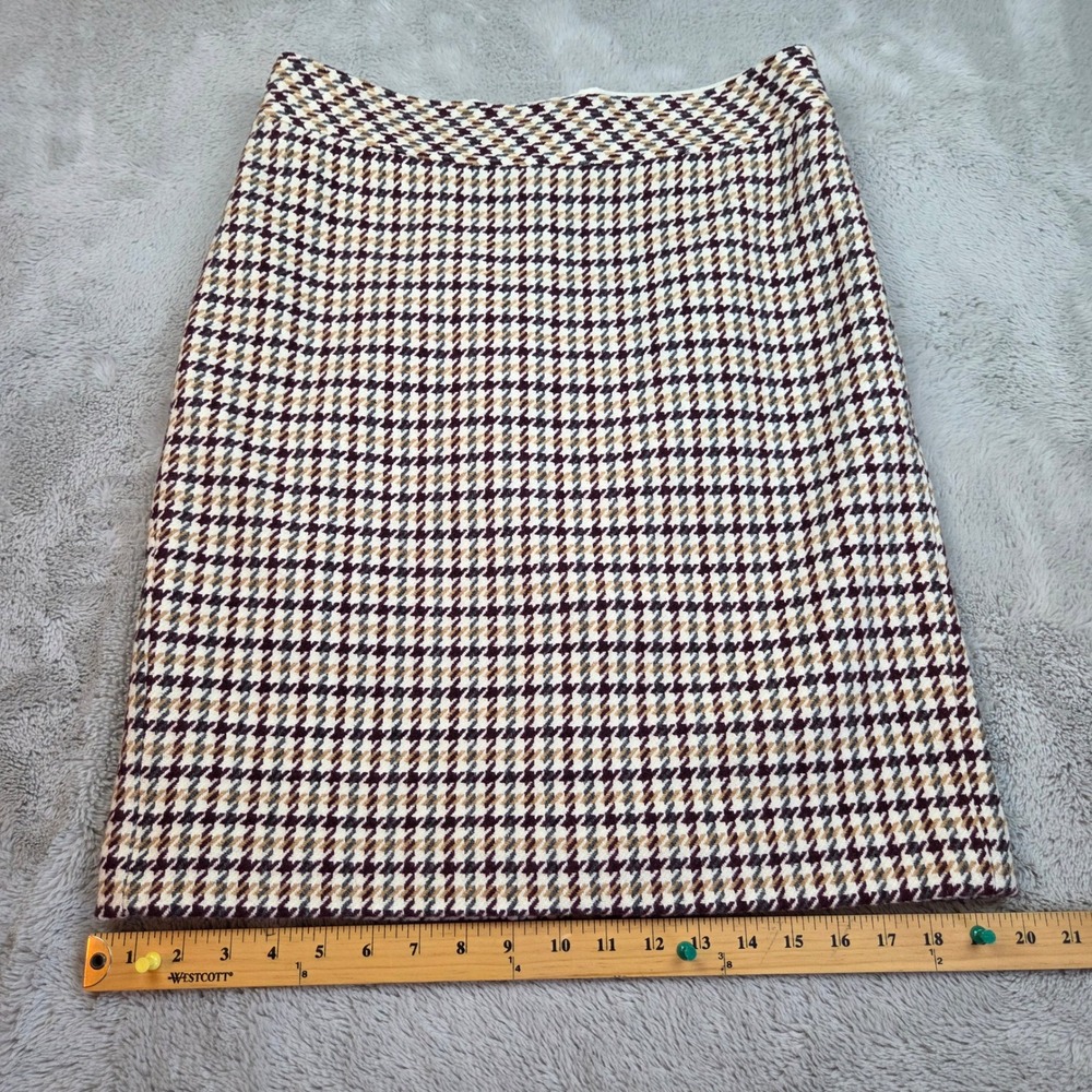 Talbots Wool Houndstooth Pencil Skirt Women 10P Lined Side Zip Multi-Color Plaid